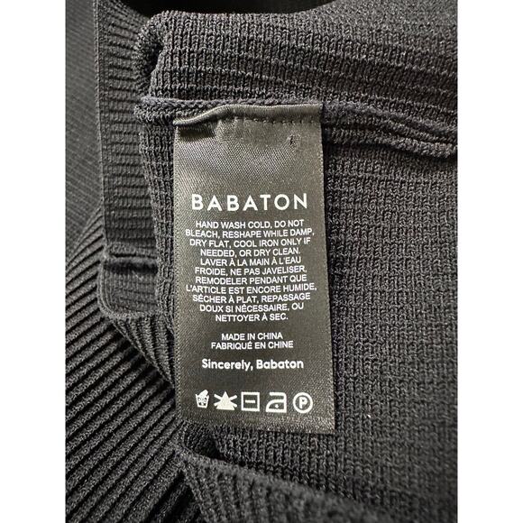 Babaton Ribbed Sculpt Knit Mini Dress Black Size Small BodyCon - Picture 6 of 11